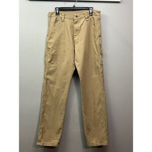 Wrangler Carpenter Pants Khaki Beige Canvas Workwear Utility Mens 32x34